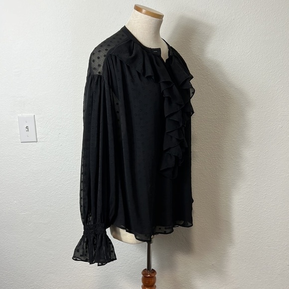 See by Chloe Black Long Sleeve Swiss Dot Blouse Size 44/US12 - Picture 4 of 8